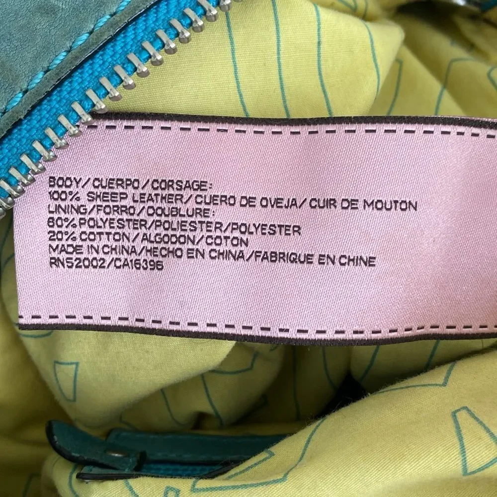 Rare Vintage Juicy Coutcher Teal Large leather Bag Boho Slouchy Distressed